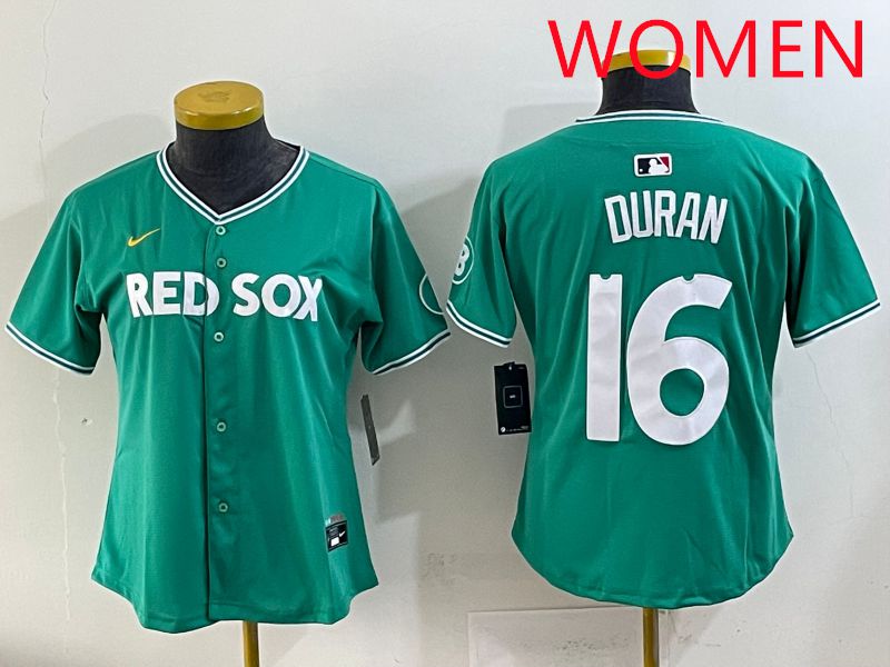 Women 2025 Boston Red Sox #16 Duran Dark Green Joint Name Nike MLB Jersey style 2